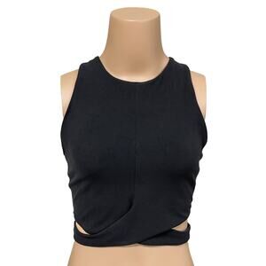 Athleta Conscious Cut Out Crop Sz S D-DD Fits Small B-C Black Bra Tank Top